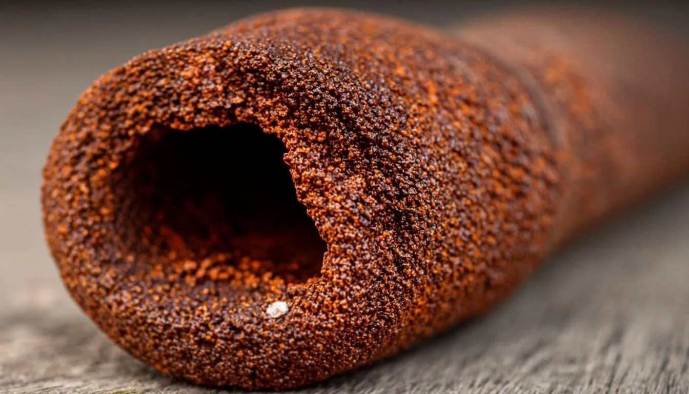 Corroded interior wall of a cast iron drain pipe removed from an older New Jersey home