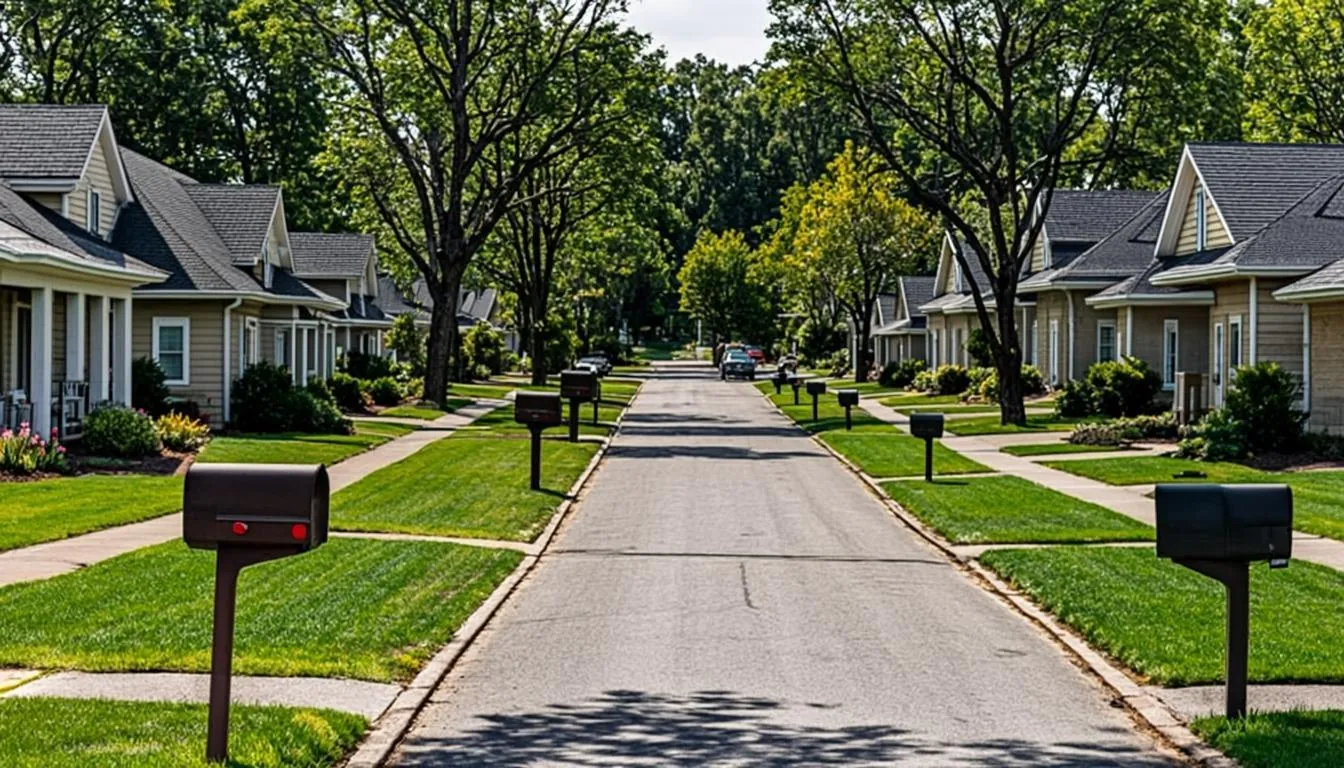 Quiet single family street with detached homes in Monmouth Heights, Linden NJ